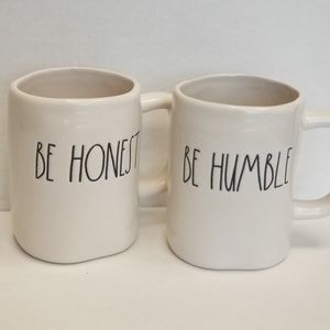 RAE DUNN MAGENTA BE HONEST & BE HUMBLE COFFEE MUGS